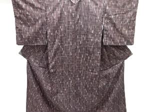 絣縞模様織り出し手織り紬着物